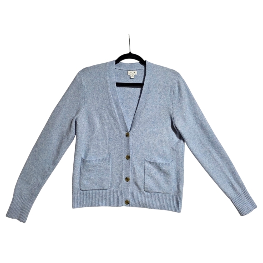 J CREW WOOL BLEND V-NECK CARDIGAN SWEATER BLUE SZ M - Picture 3 of 9